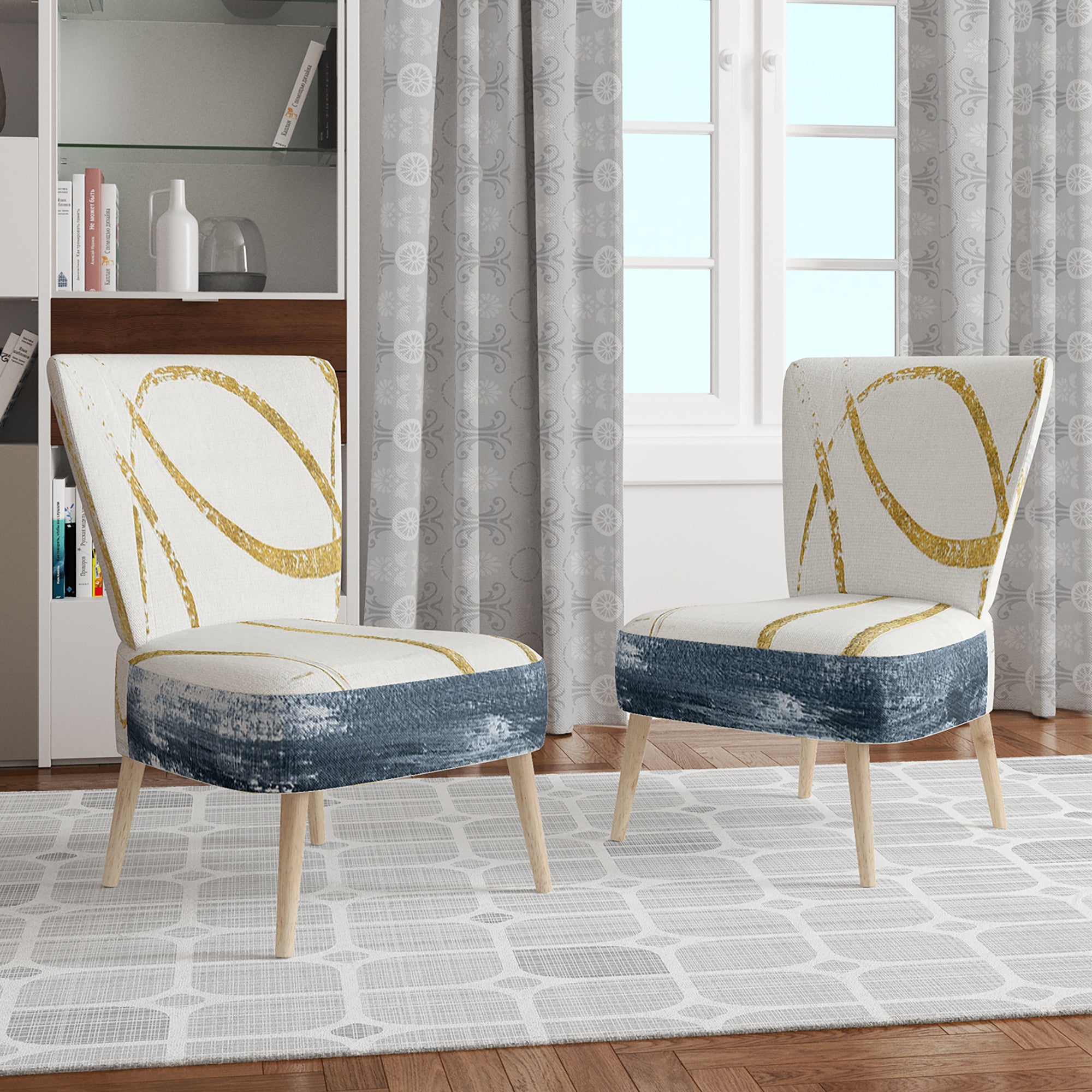 Designart 'Gold Abstract Geometric Shape' Modern Accent Chair