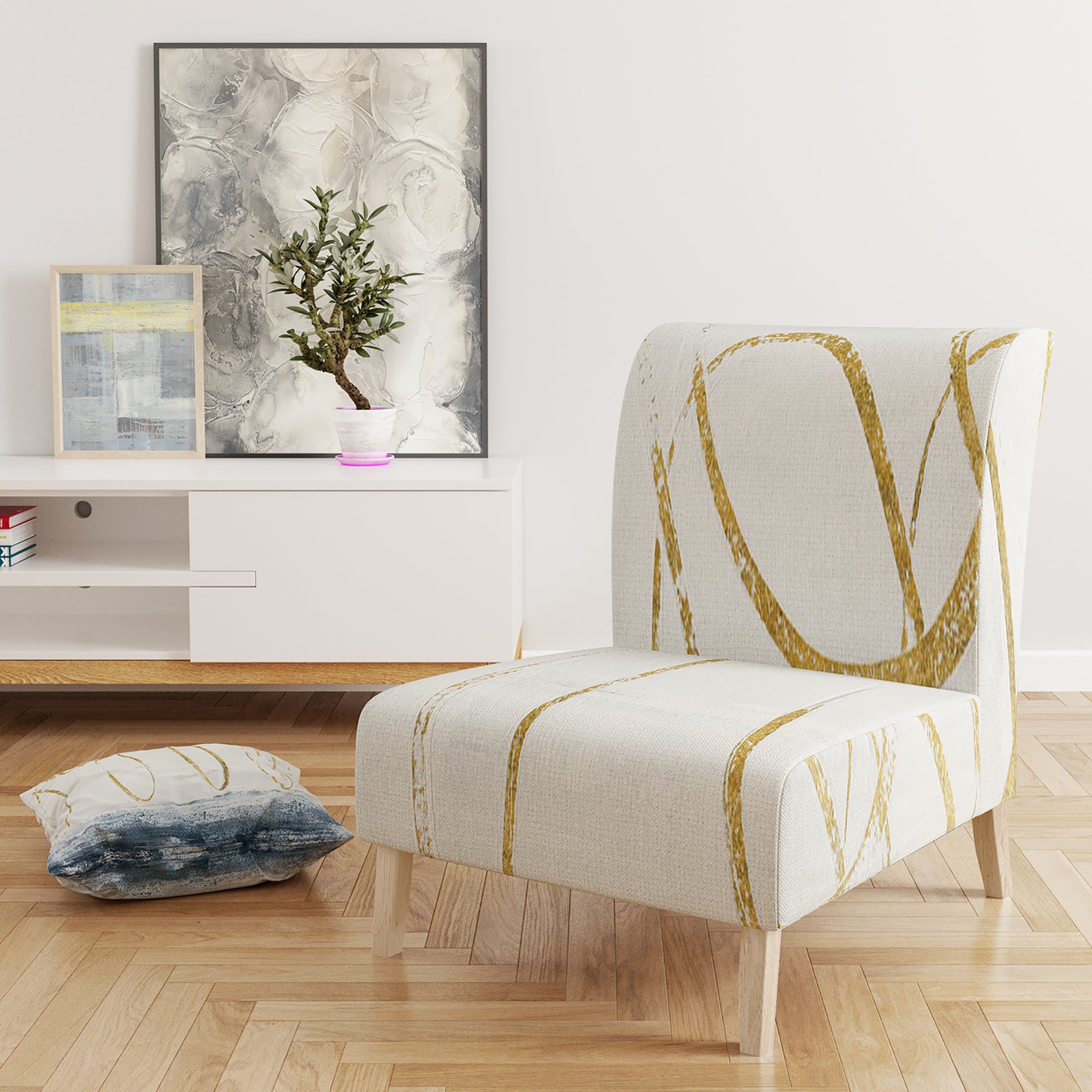 Designart 'Gold Abstract Geometric Shape' Modern Accent Chair