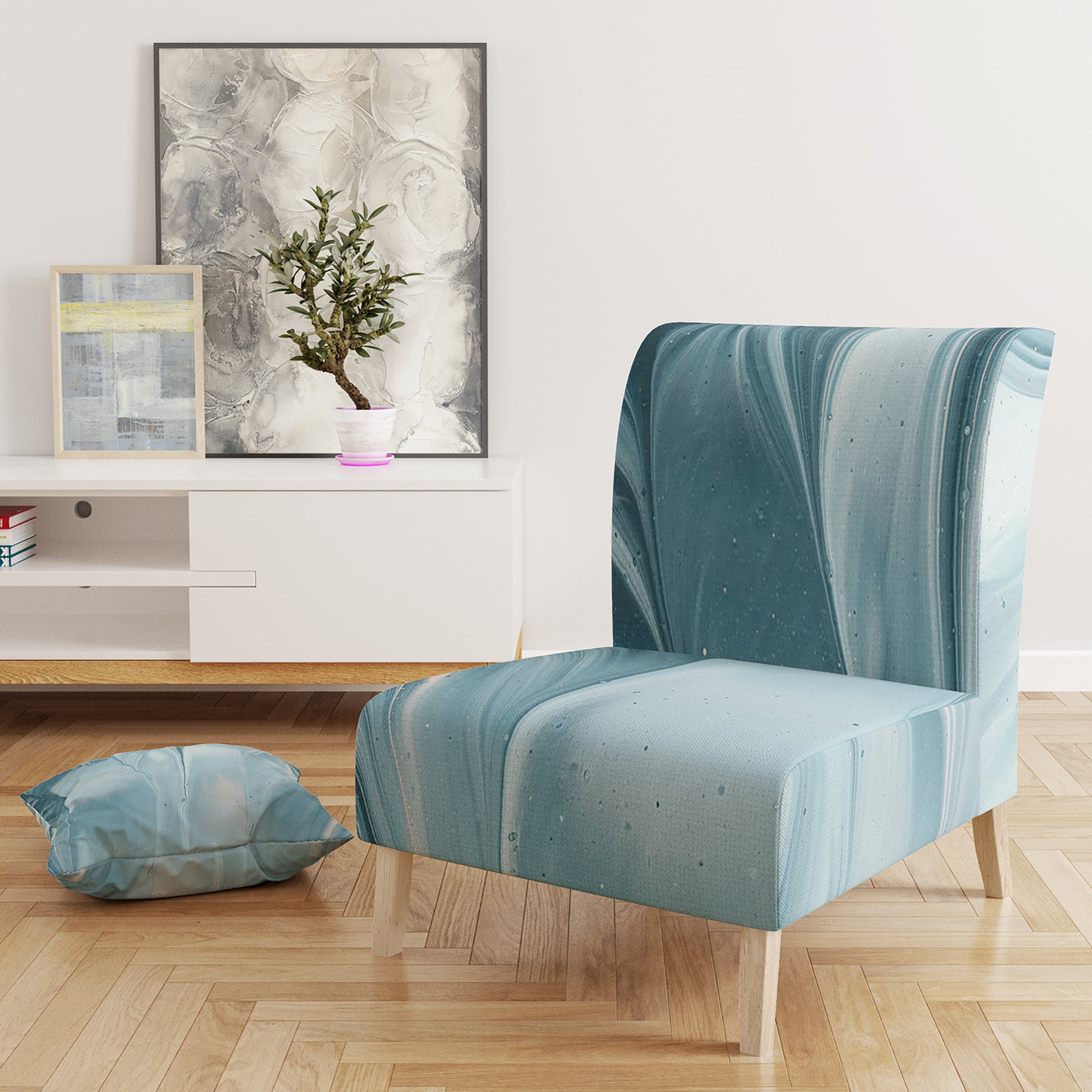 Designart 'Blue Modern Water III' Glam Accent Chair