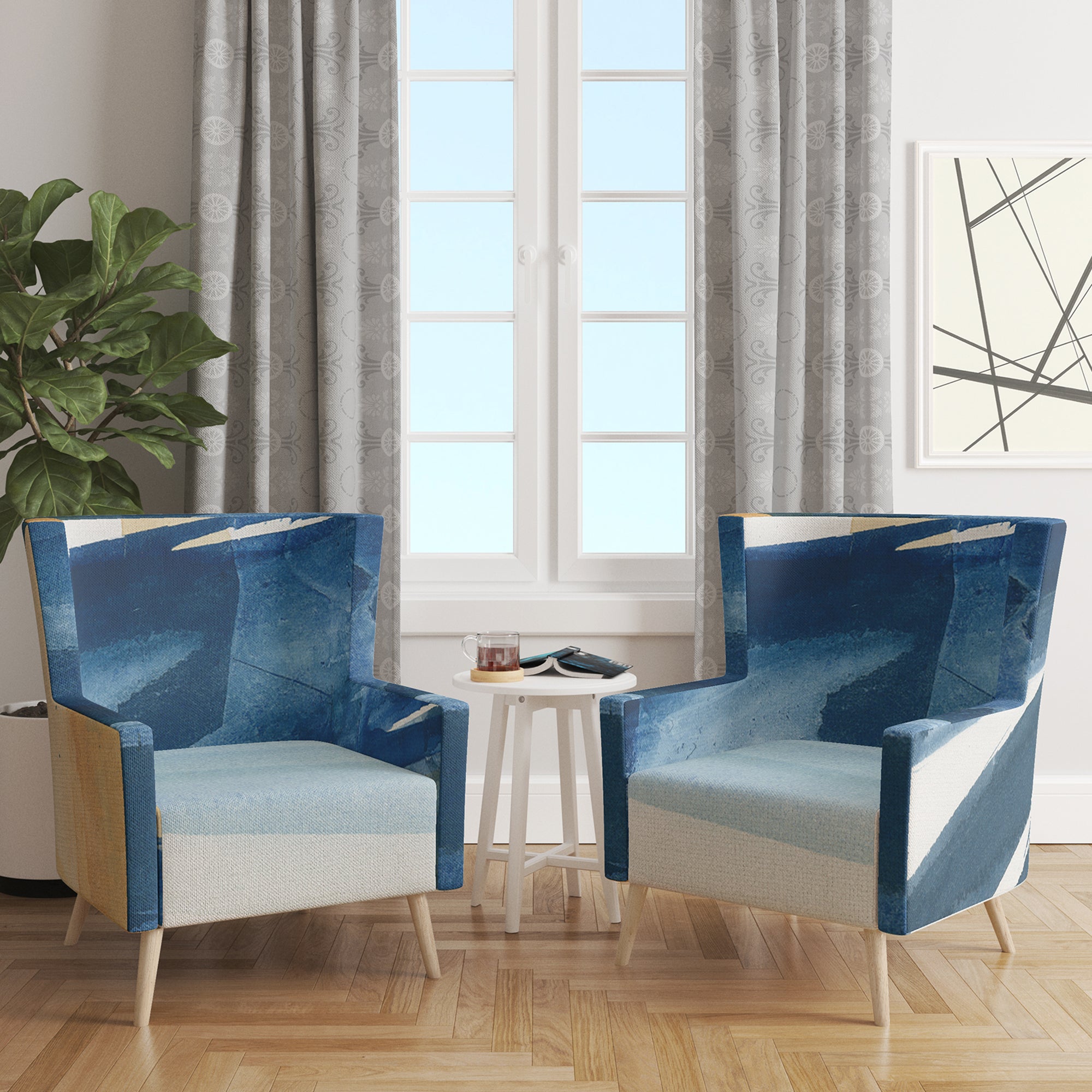 Designart 'Indigo Panel III' Glam Modern Accent Chair