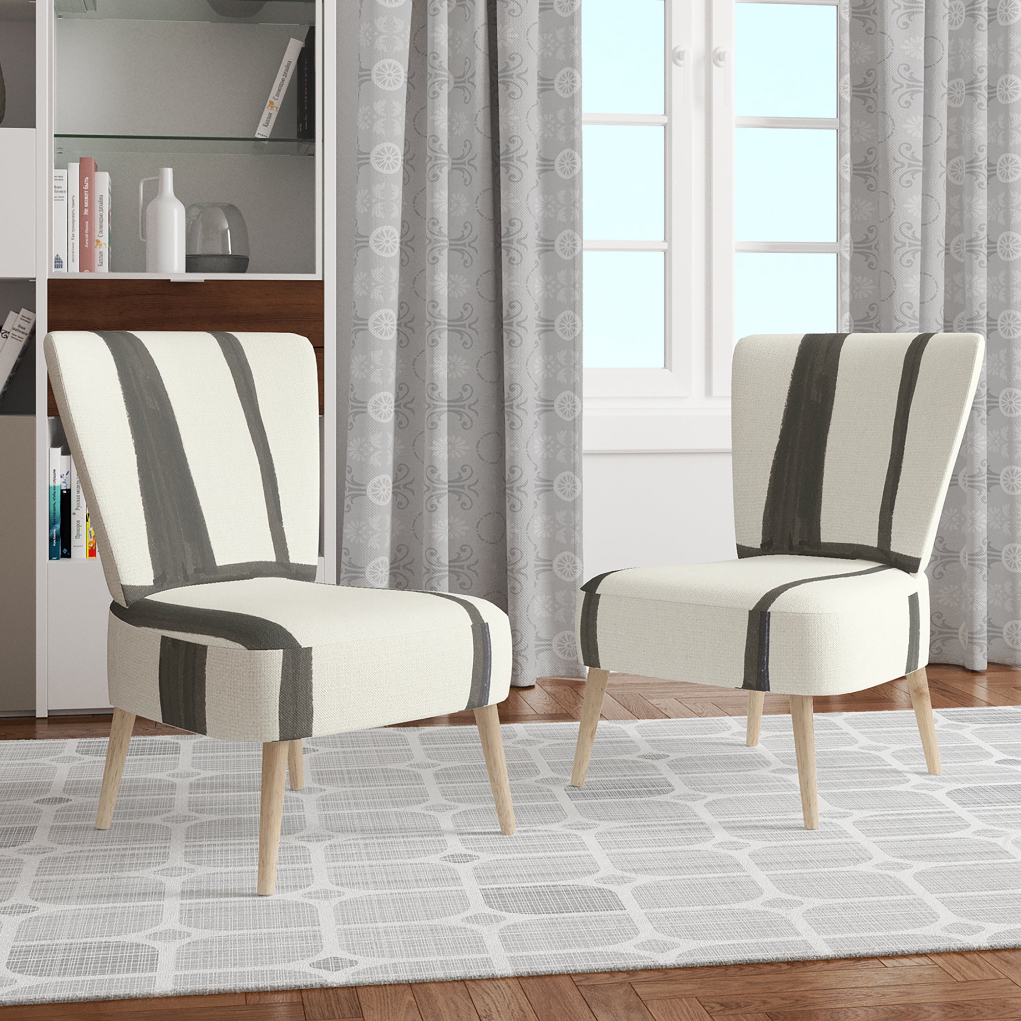Designart 'minimalist black and white I' Transitional Accent Chair