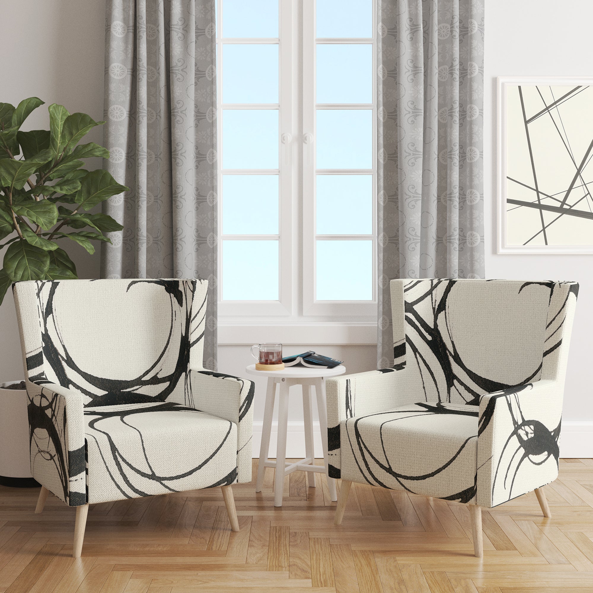 Designart 'minimalist black and white II' Transitional Accent Chair