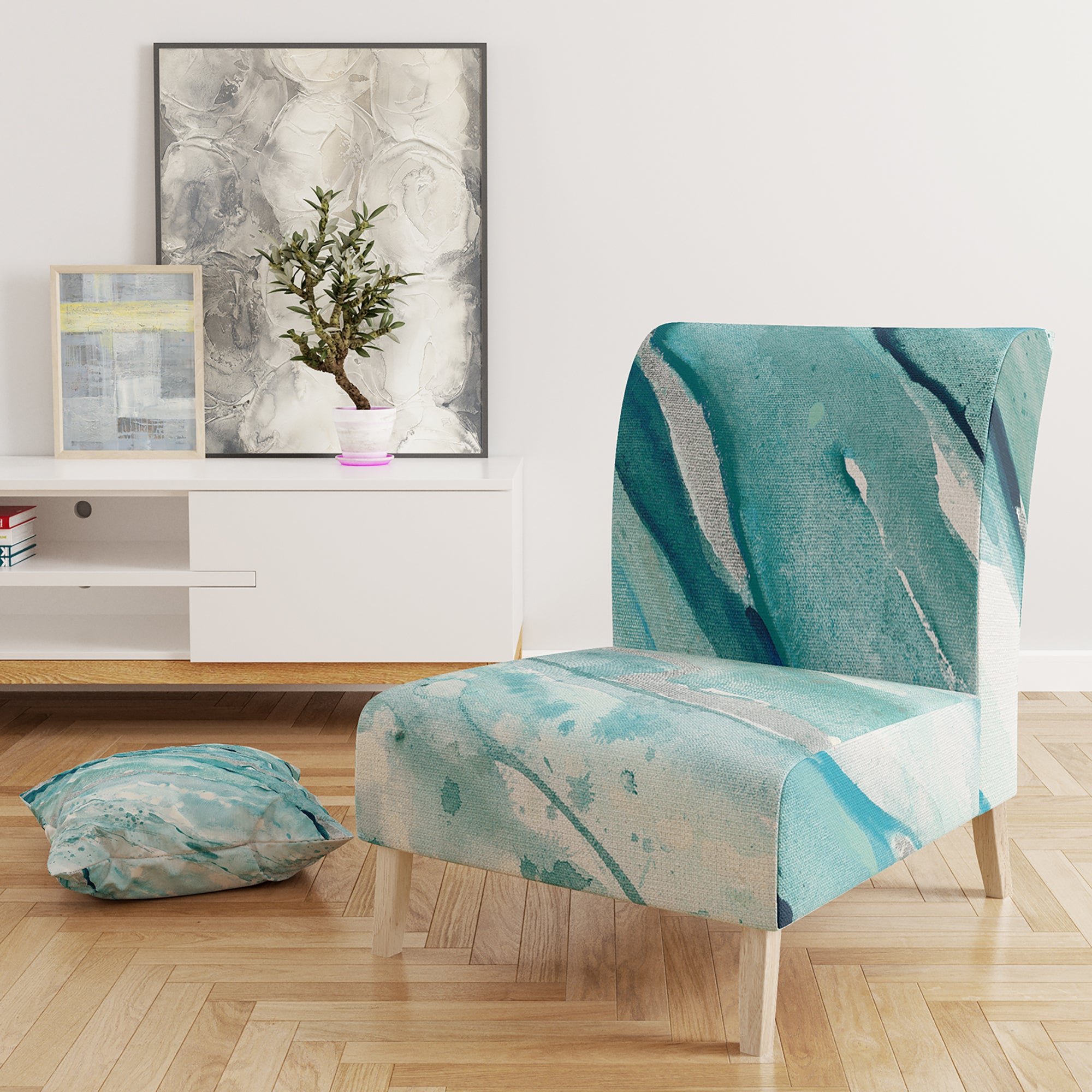 Designart 'Silver Springs I Blue Green' Nautical & Coastal Accent Chair