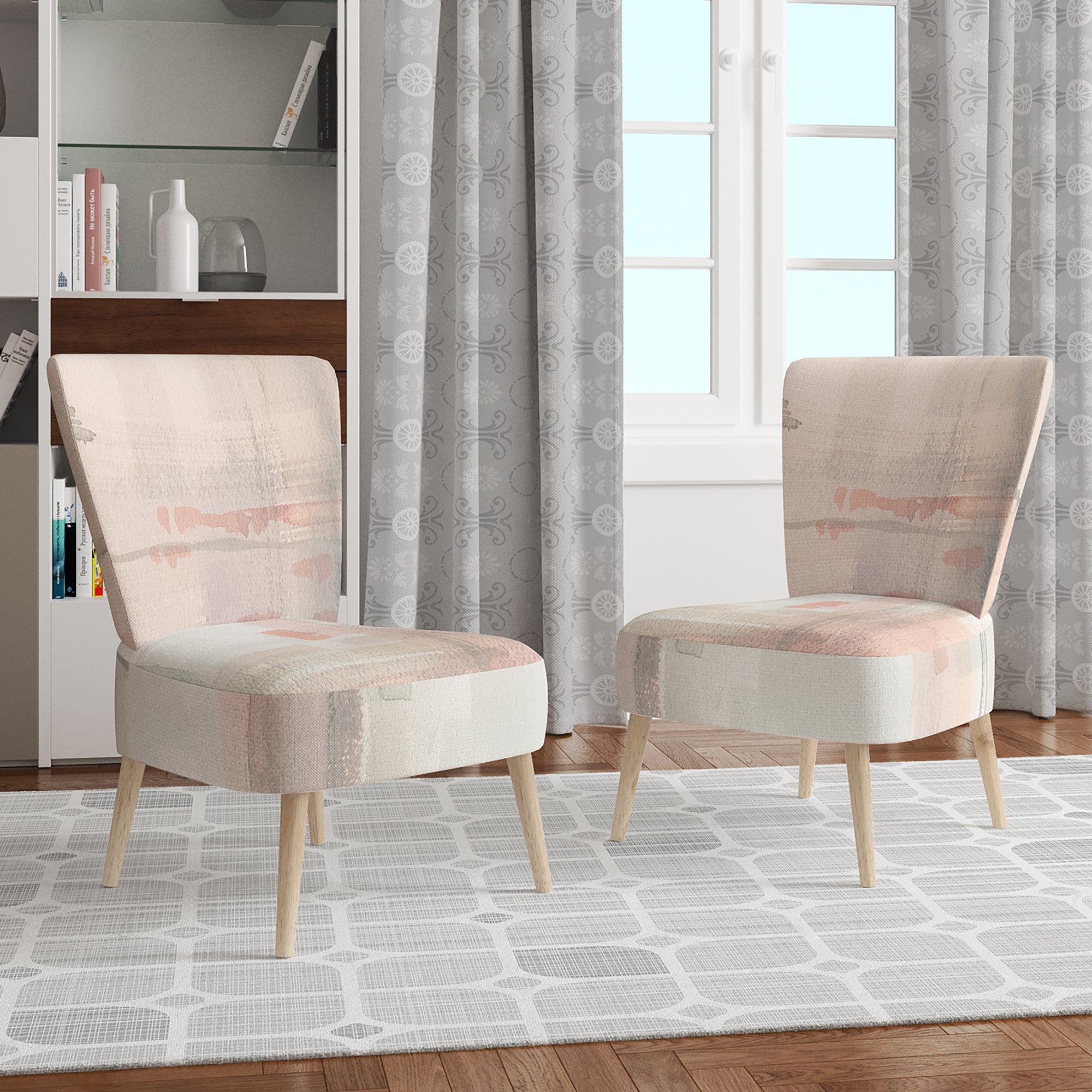 Designart 'Intersect II Grey' Pink Modern Accent Chair