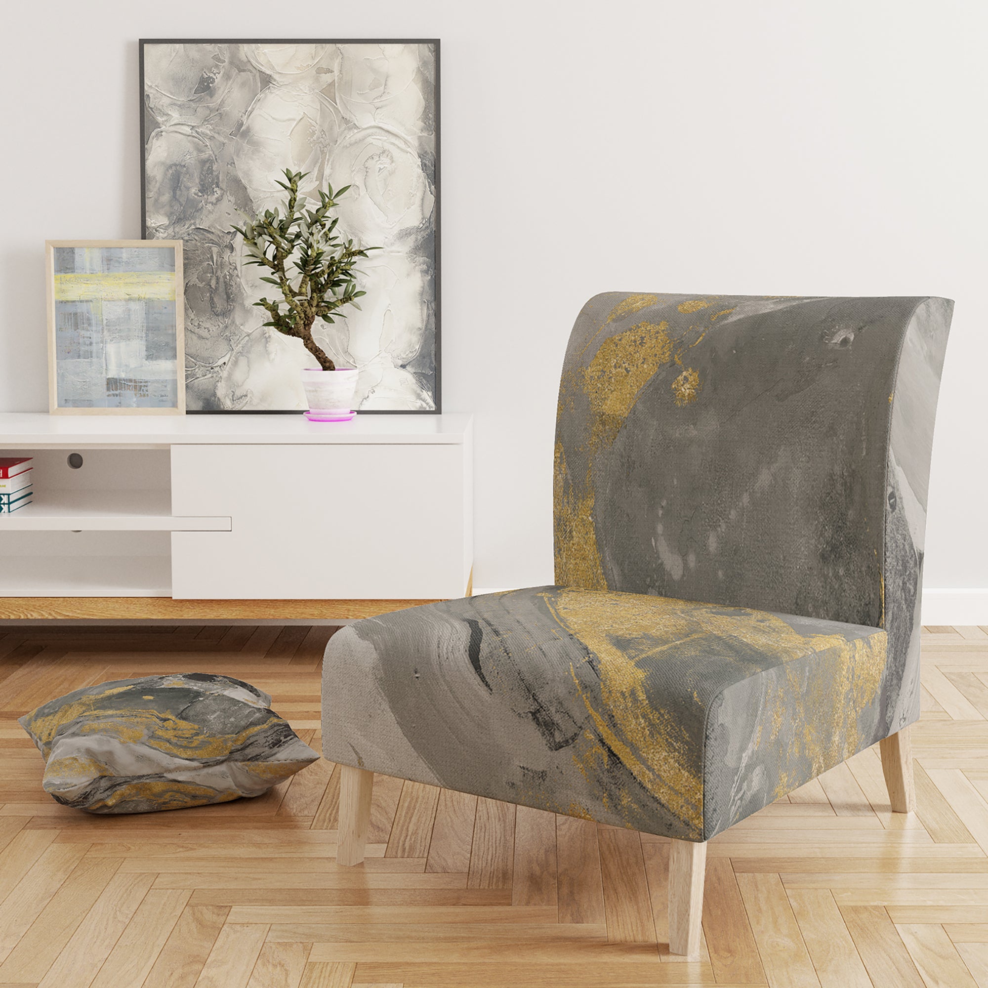 Designart 'Marble Gold and Black II' Modern Accent Chair