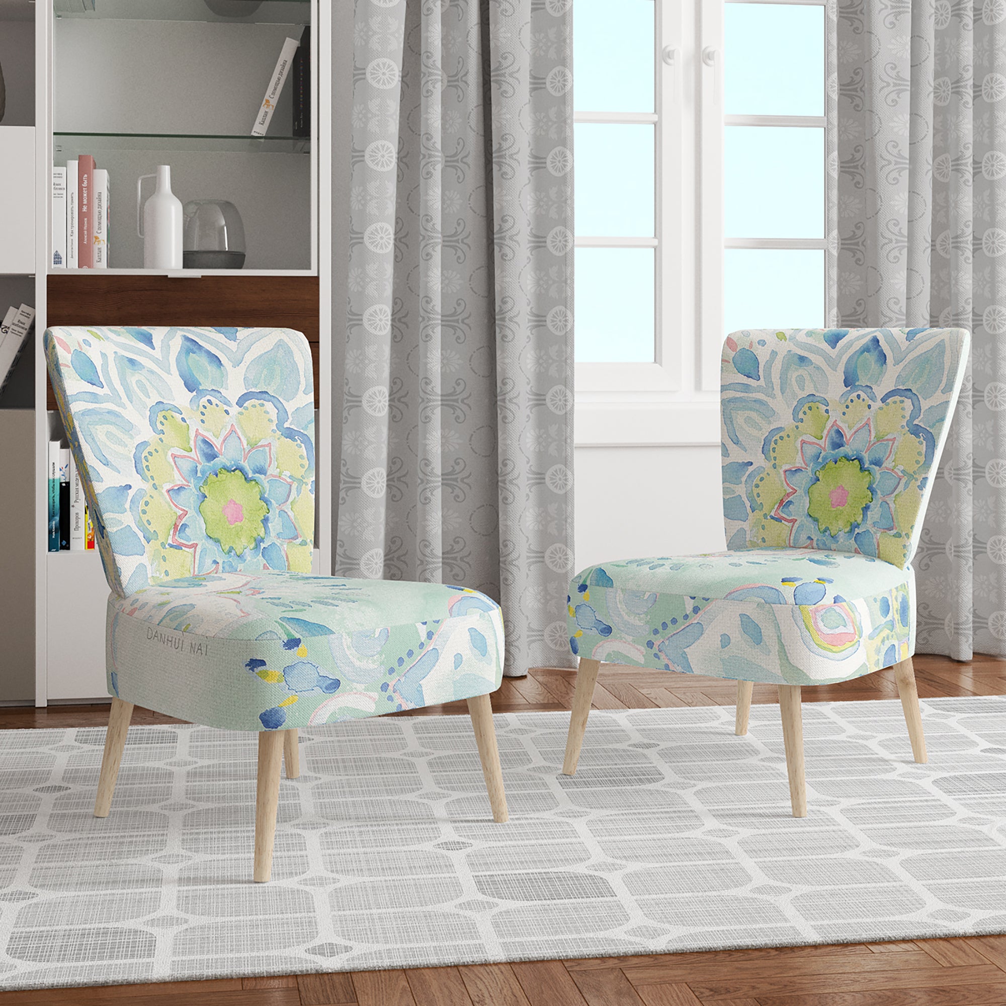Designart 'Watercolor mandalas III' Floral Accent Chair