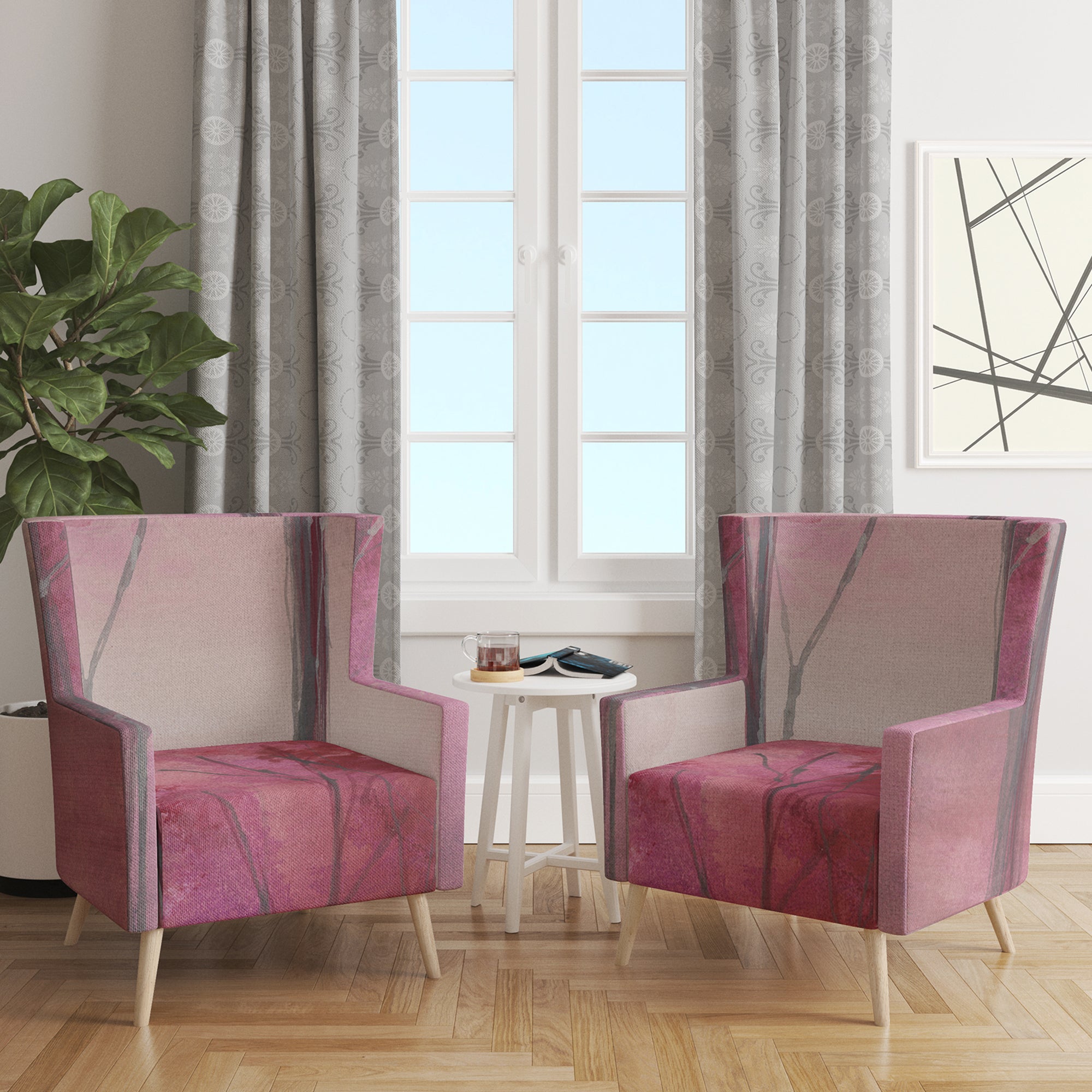 Designart 'Shabby Pink Under the Trees' Shabby Chic Accent Chair