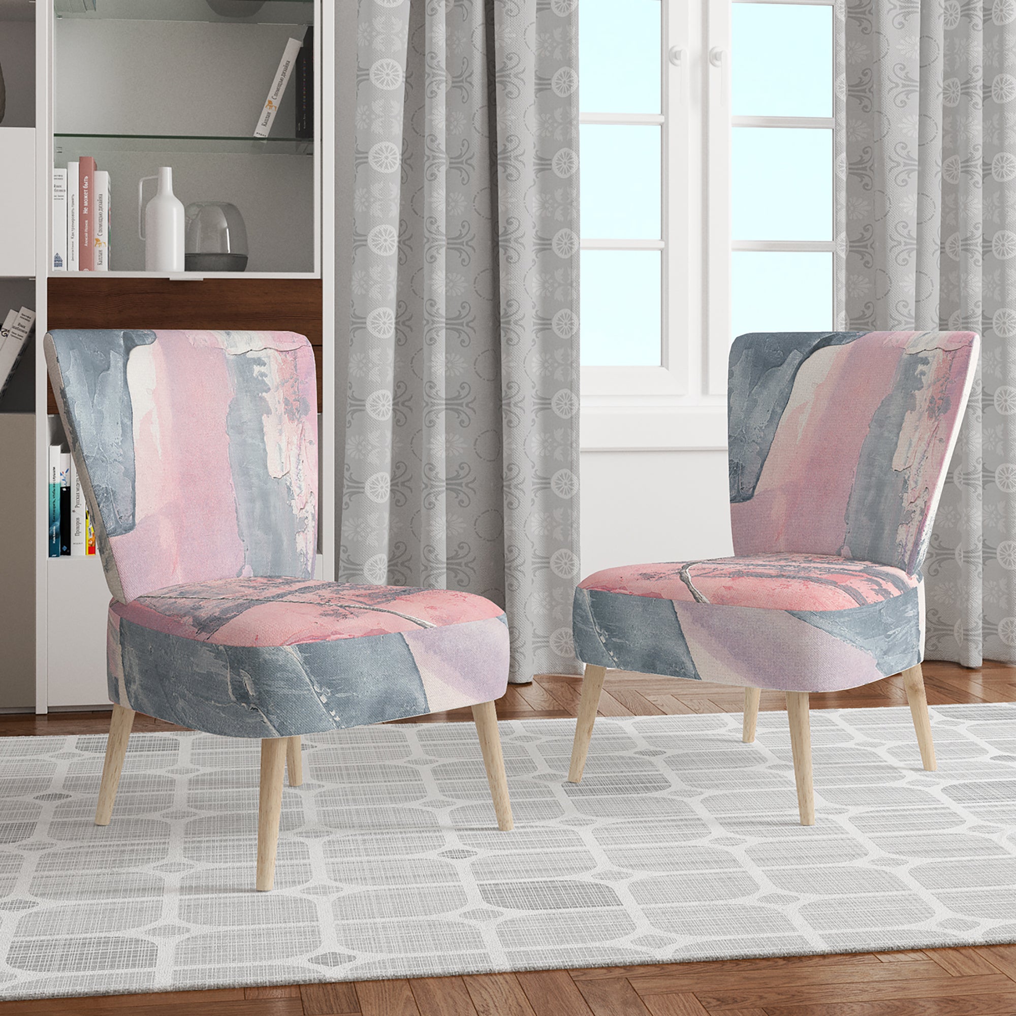 Designart 'Durty Shabby Pink Blush I' Shabby Chic Accent Chair
