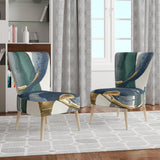 Designart 'Mettalic Indigo and Gold I' Glam Accent Chair