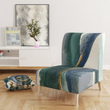 Designart 'Mettalic Indigo and Gold I' Glam Accent Chair