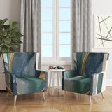 Designart 'Mettalic Indigo and Gold I' Glam Accent Chair