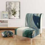 Designart 'Mettalic Indigo and Gold II' Glam Accent Chair