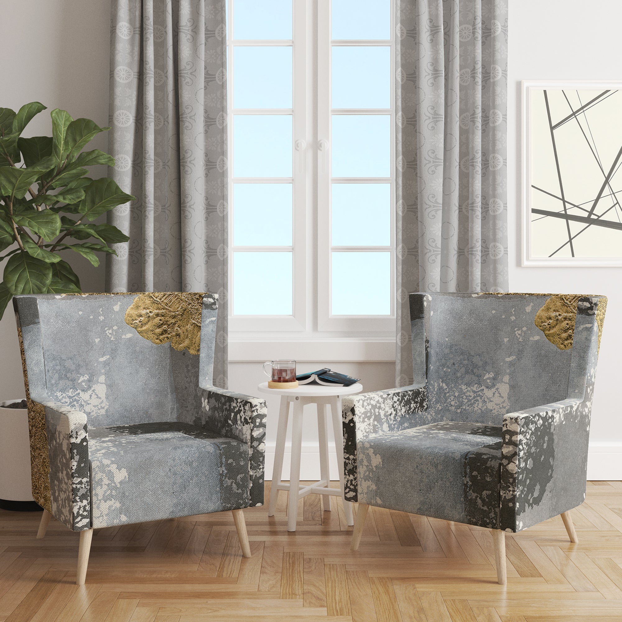 Designart 'Gold Glamour Squares II' Modern Accent Chair