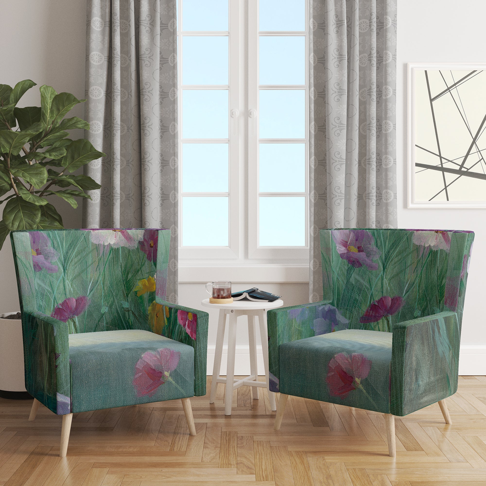 Designart 'Flower field' Floral Farmhouse Accent Chair