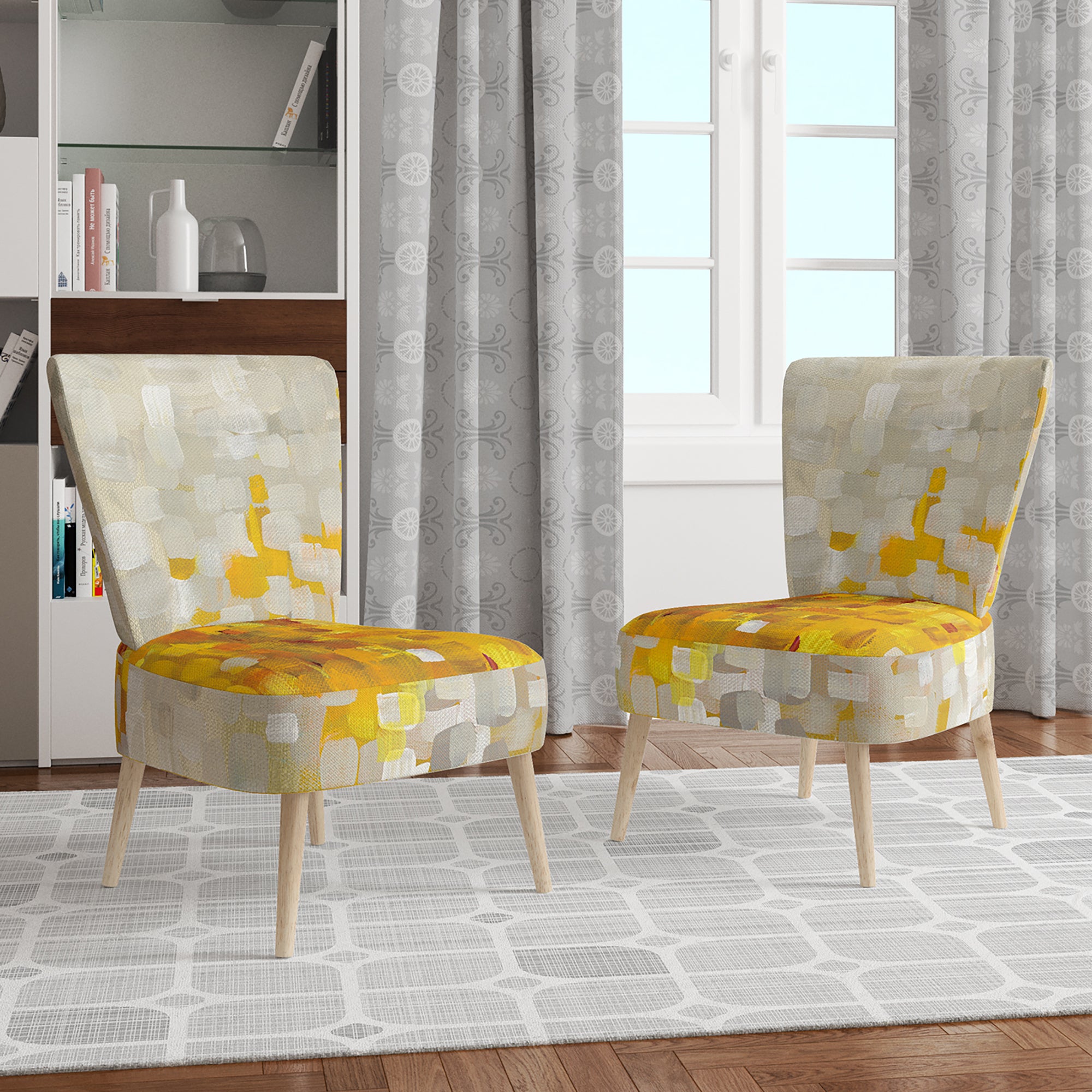Designart 'Glam Yellow Explosion Blocks' Modern Accent Chair