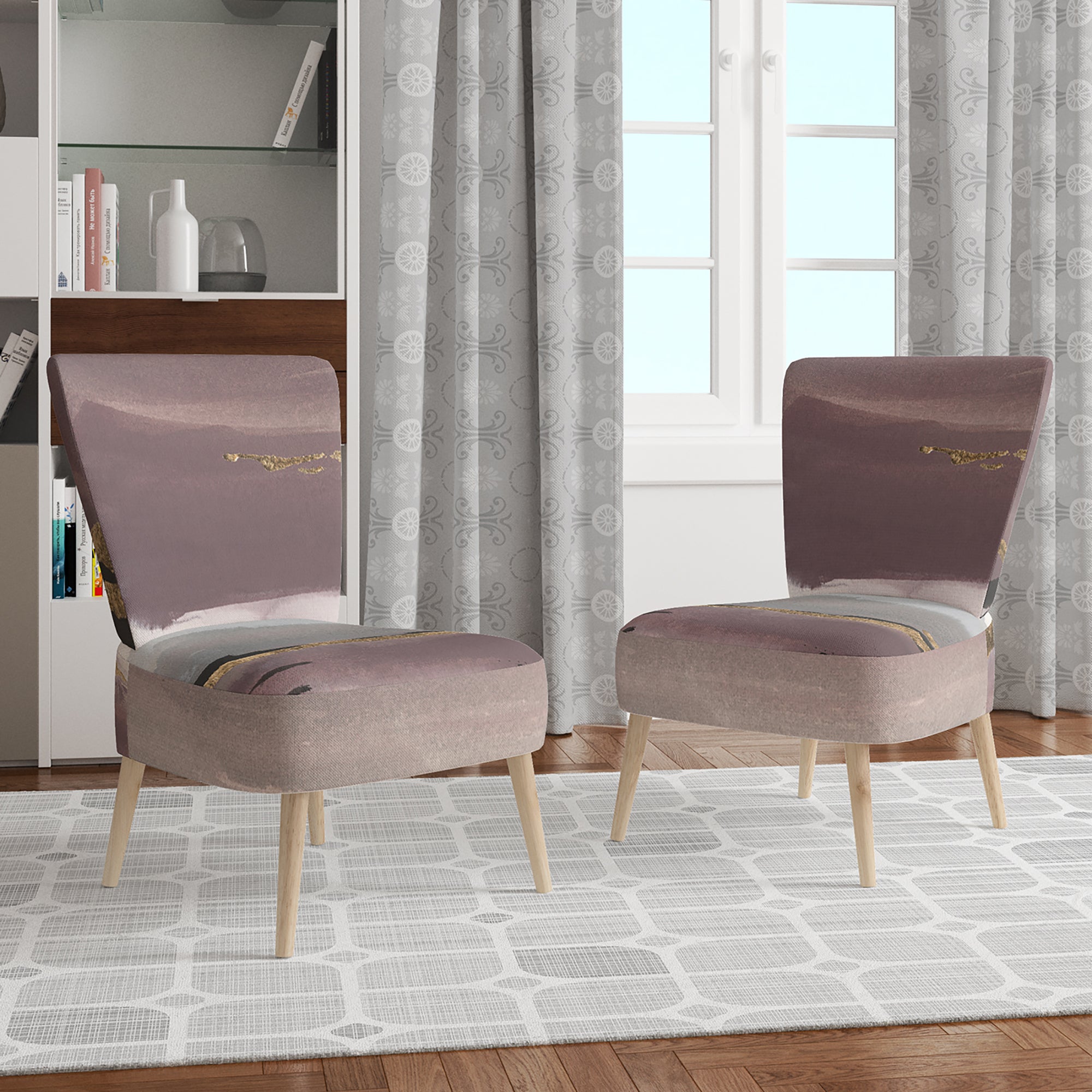 Designart 'Purple Glam Storm I' Glam & Shabby Chic Accent Chair