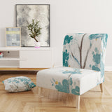 Designart 'Teal Cherry Blossoms II' Tranditional Accent Chair