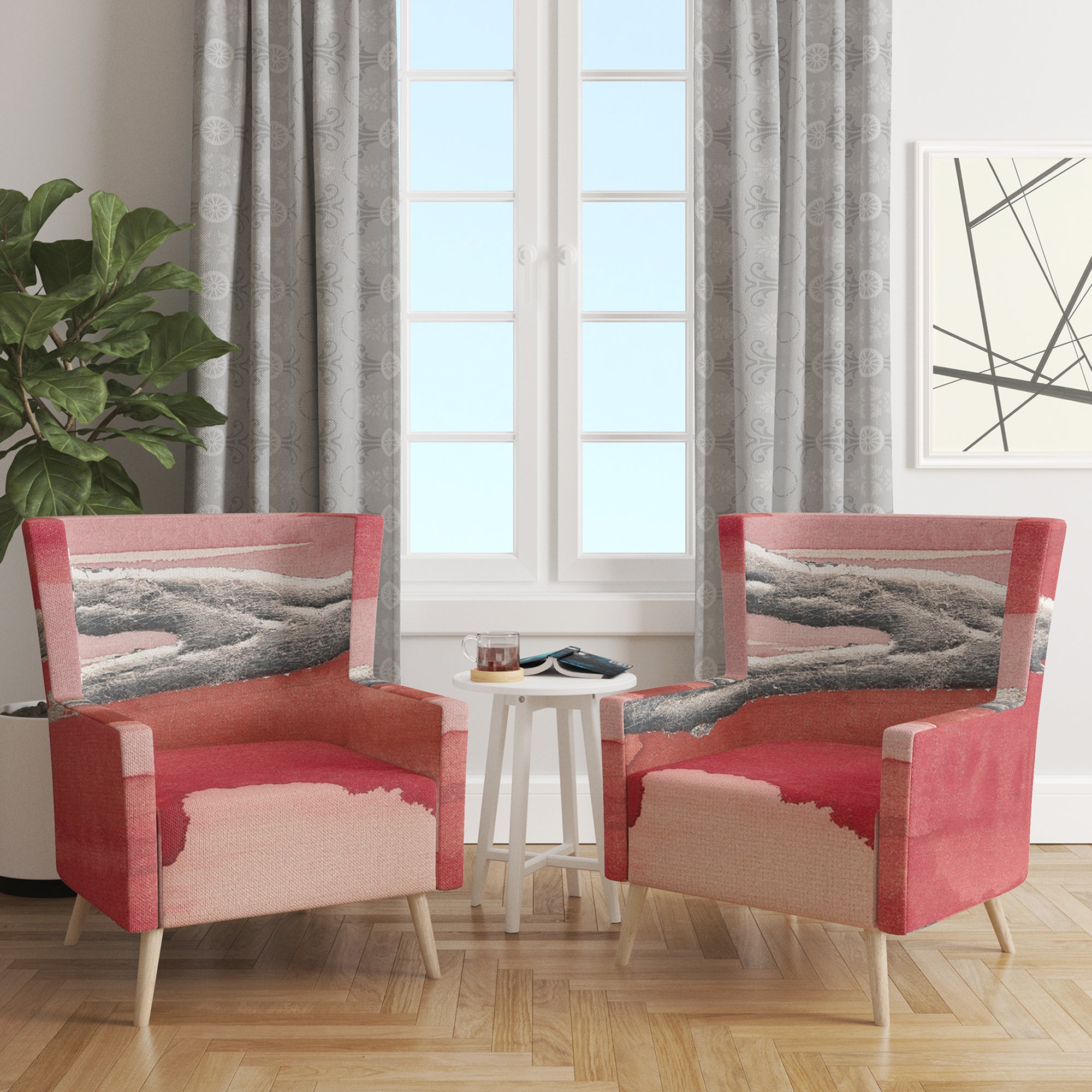 Designart 'Metallic Glam on Red' Modern Glam Accent Chair