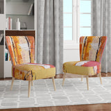 Designart 'Orange Glam Natural Wood' Traditional Accent Chair