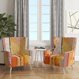 Designart 'Orange Glam Natural Wood' Traditional Accent Chair