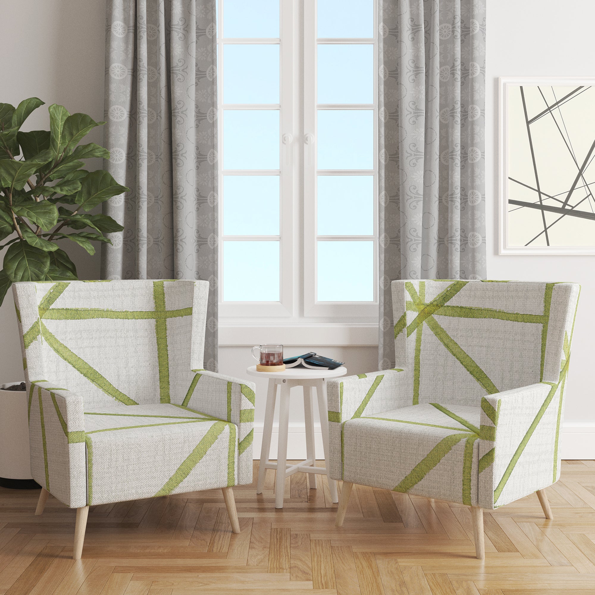 Designart 'geometric Green Triangle II' Mid-Century Accent Chair