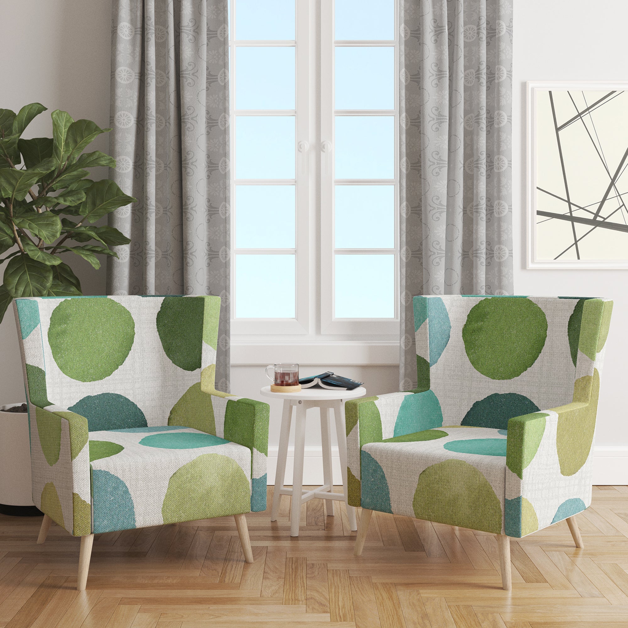 Designart 'geometric Green Circle I' Mid-Century Accent Chair