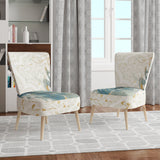 Designart 'Damask Painted Gilded Feather on Blue' Nautical & Coastal Accent Chair