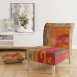 Designart 'Moroccan Orange Tiles Collage II' Bohemian Chic Accent Chair