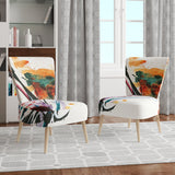 Designart 'Abstract Orange Flowers' Traditional Accent Chair