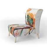 Abstract Orange Flowers - Upholstered Traditional Accent Chair