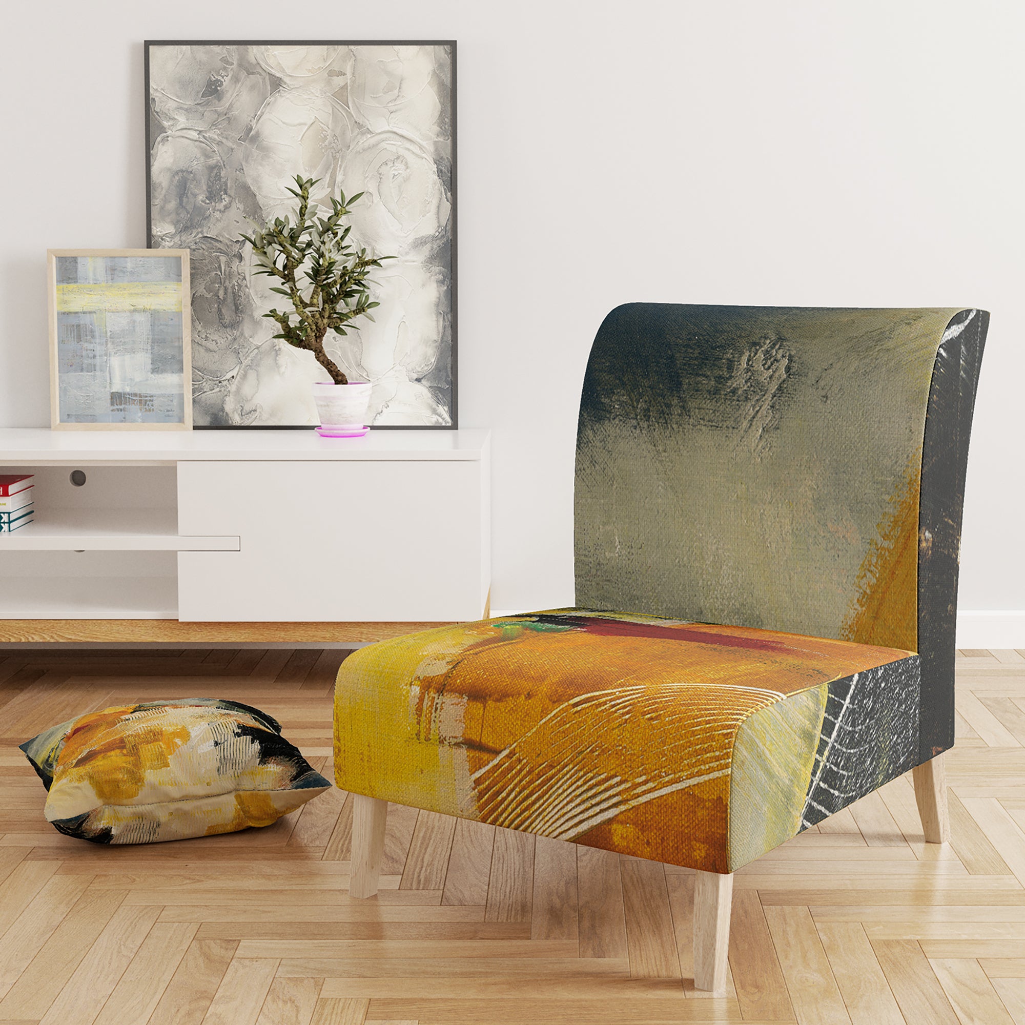 Designart 'End of the Orange Rainbow II' Modern Accent Chair