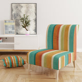 Designart 'Blue, Green and Orange Vertical Abstract Stripes' Mid-Century Accent Chair