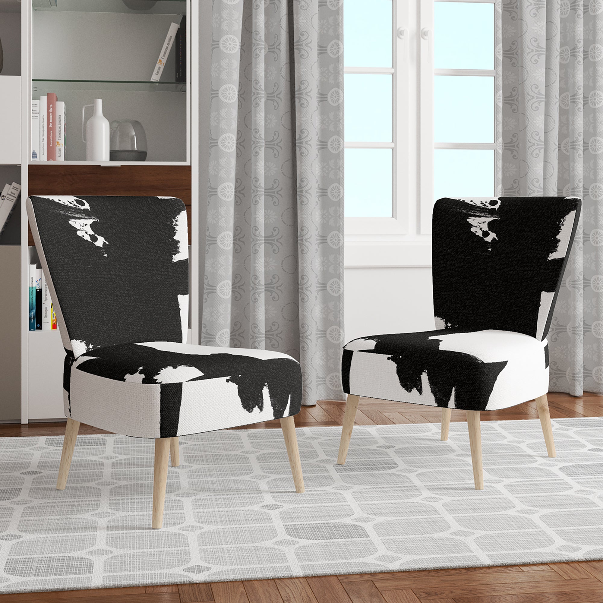 Designart 'Black & White Crossing Paths I' Modern Accent Chair