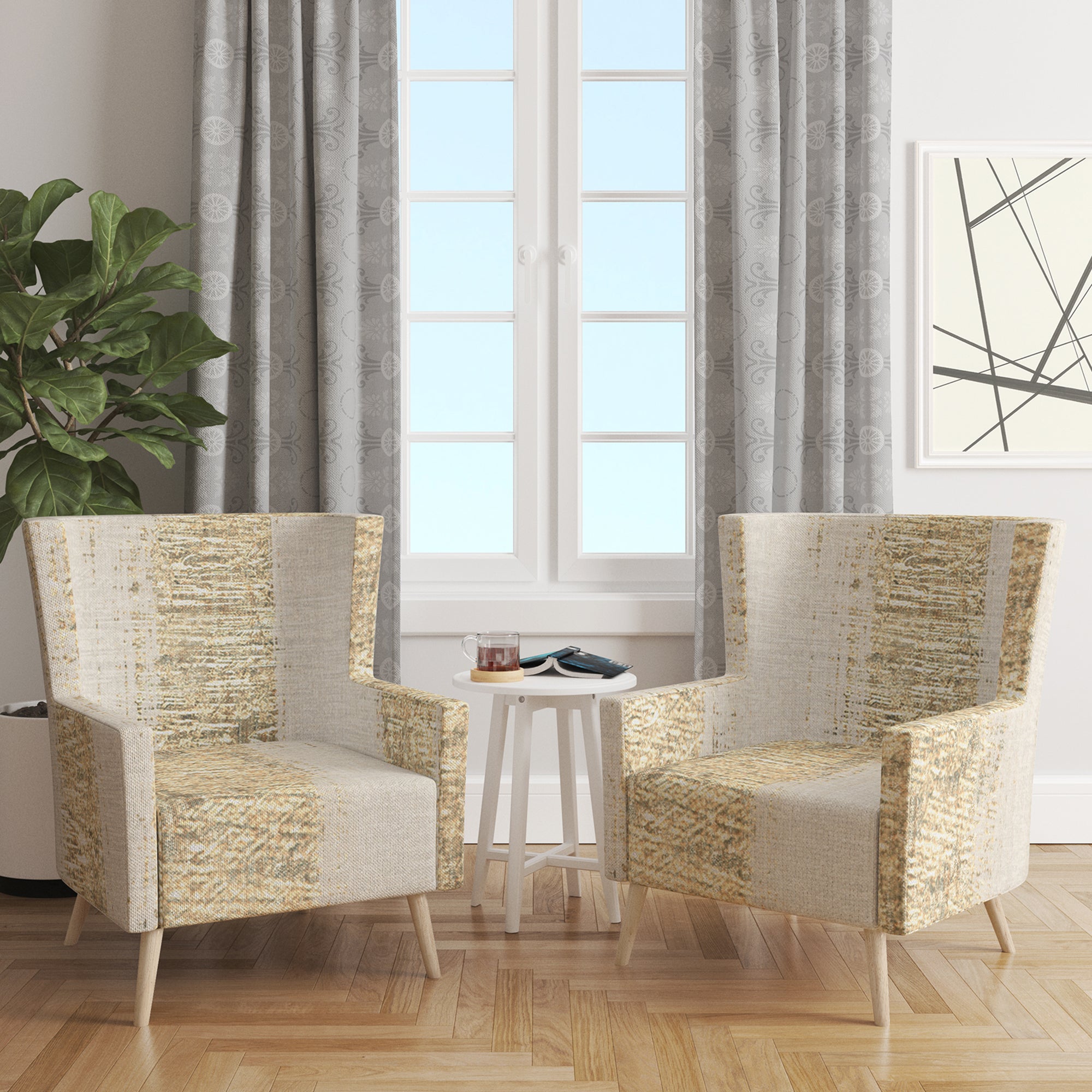 Designart 'Gold Glam Stipes Pattern' Modern Glam Accent Chair