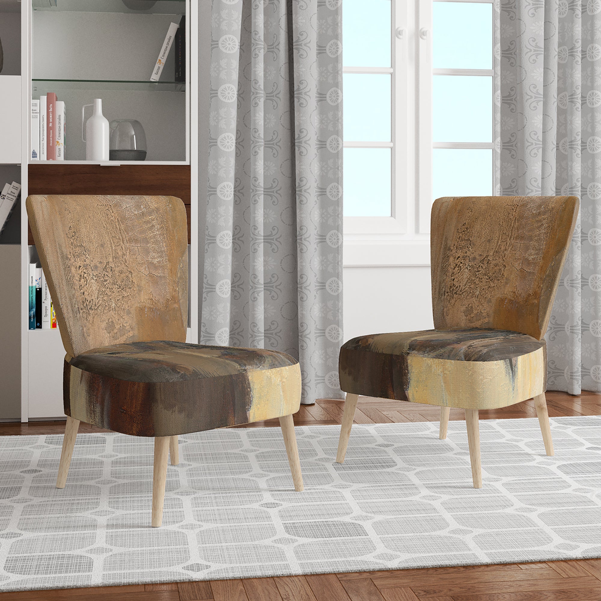 Designart 'Into the Wild Gold Buffalo' Modern Farmhouse Accent Chair