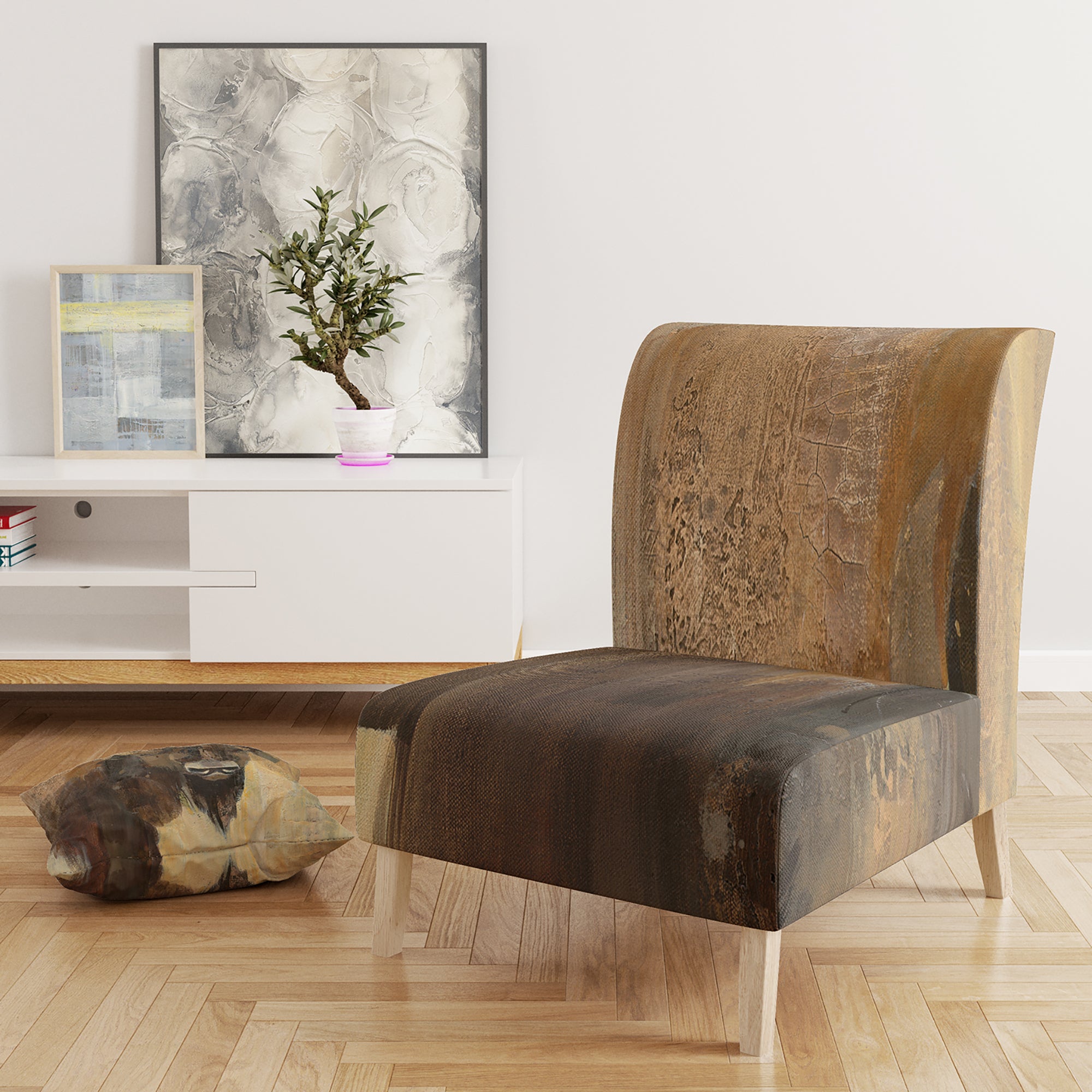 Designart 'Into the Wild Gold Buffalo' Modern Farmhouse Accent Chair