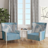 Designart 'White Flower on Blue I' Farmhouse Accent Chair