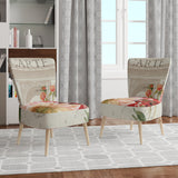 Designart 'Red Painted Flowers on Vintage Postcard III' Farmhouse Accent Chair