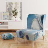 Designart 'White Flower on Blue II' Farmhouse Accent Chair