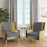 Designart 'Grey and Yellow Blur Abstract' Mid-Century Accent Chair