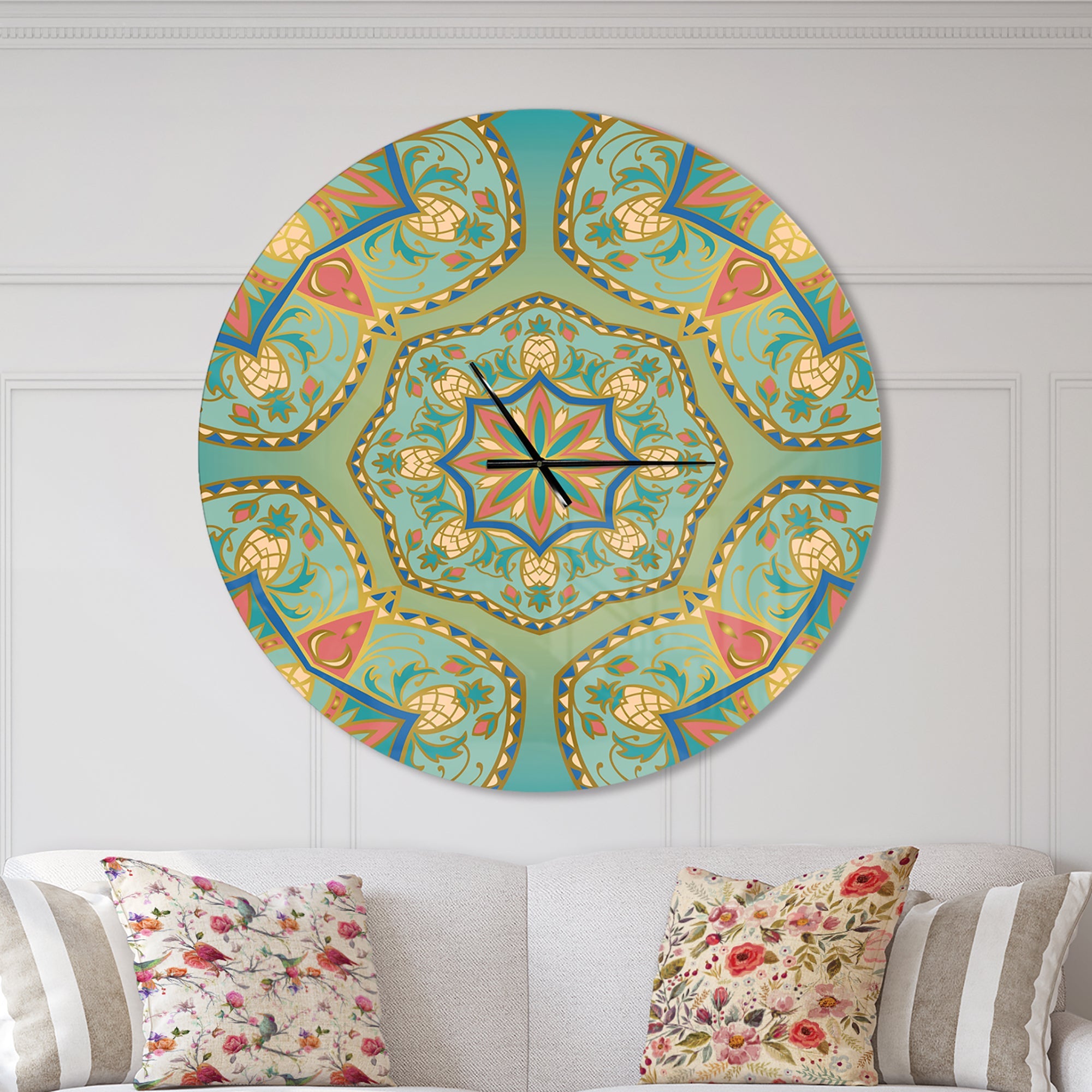 Designart 'Oriental Mandala Pinapple Ornament ' Vintage wall clock
