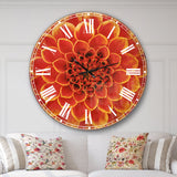 Abstract Orange Flower Design - Floral Large Wall CLock
