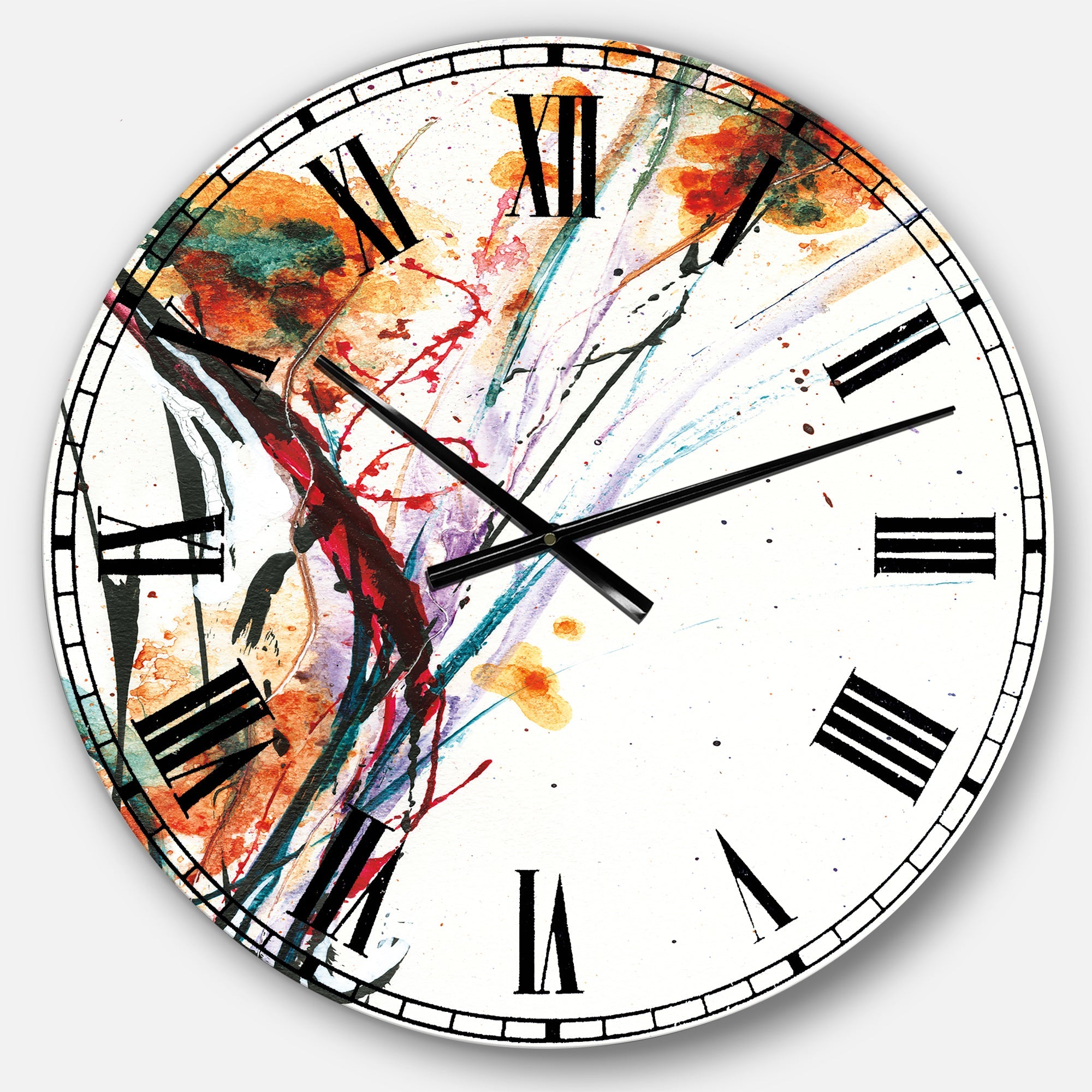 Abstract Orange Flowers  - Traditional Large Wall CLock