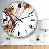 Abstract Orange Flowers  - Traditional Large Wall CLock