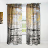 Designart 'Yellow Morning in Forest Panorama' Landscape Curtain Panel