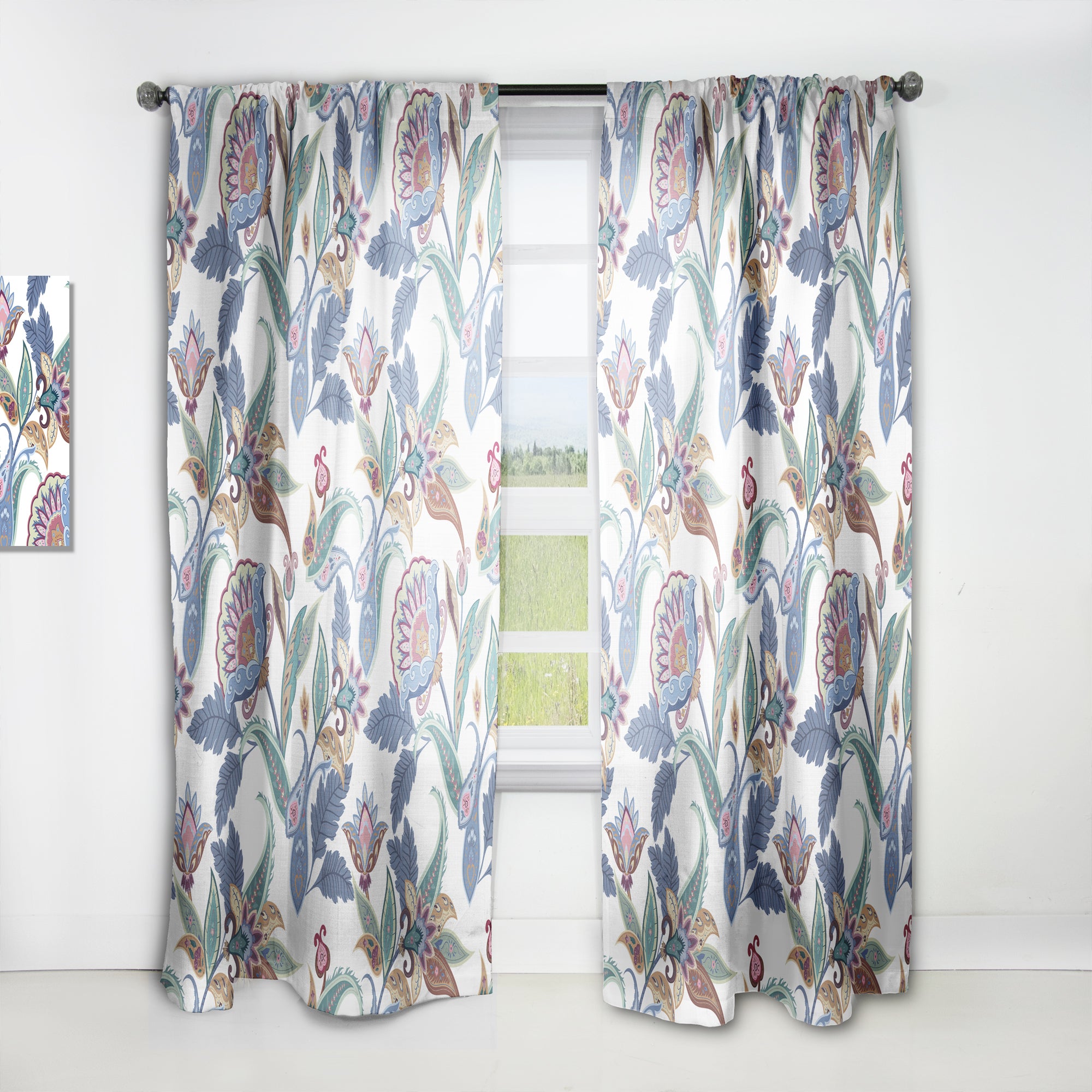 Designart 'Fantasy Flowers Paisley Pattern' Traditional Curtain Panel