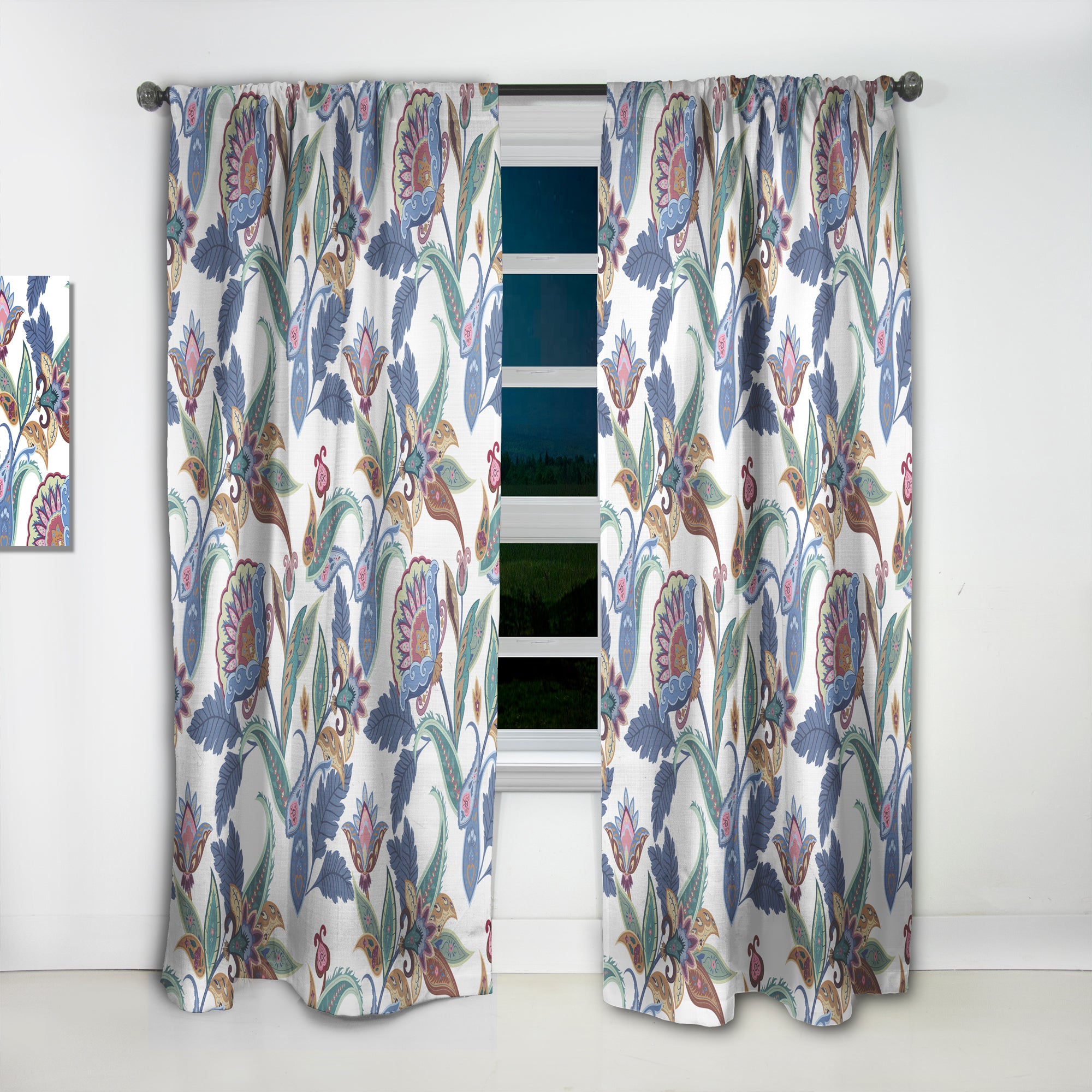 Designart 'Fantasy Flowers Paisley Pattern' Traditional Curtain Panel