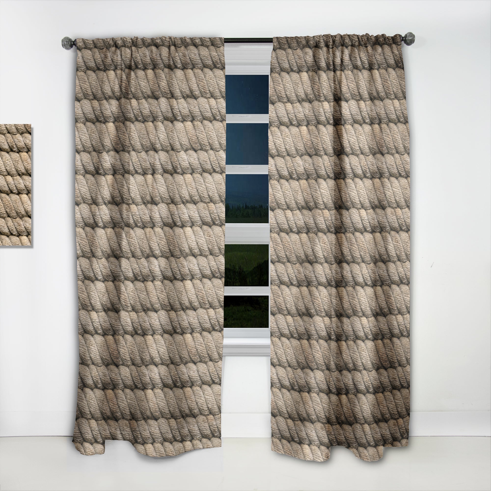 Designart 'Hemp Rope' Farmhouse Curtain Panel