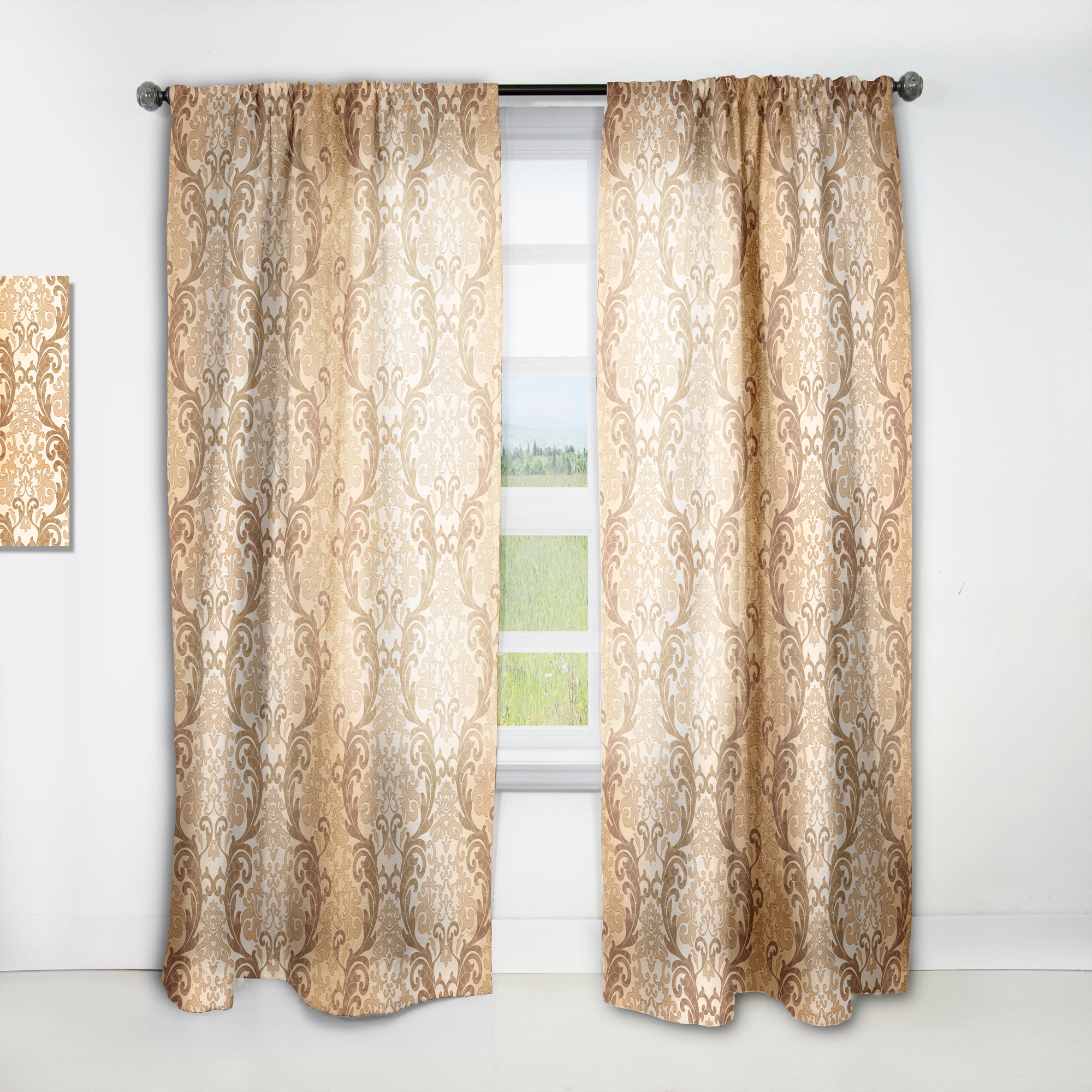 Designart 'Damask pattern' Mid-Century Modern Curtain Panel