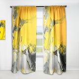 Designart 'White and Yellow Marbled Acrylic with a cloud of Black' Modern & Contemporary Curtain Panel